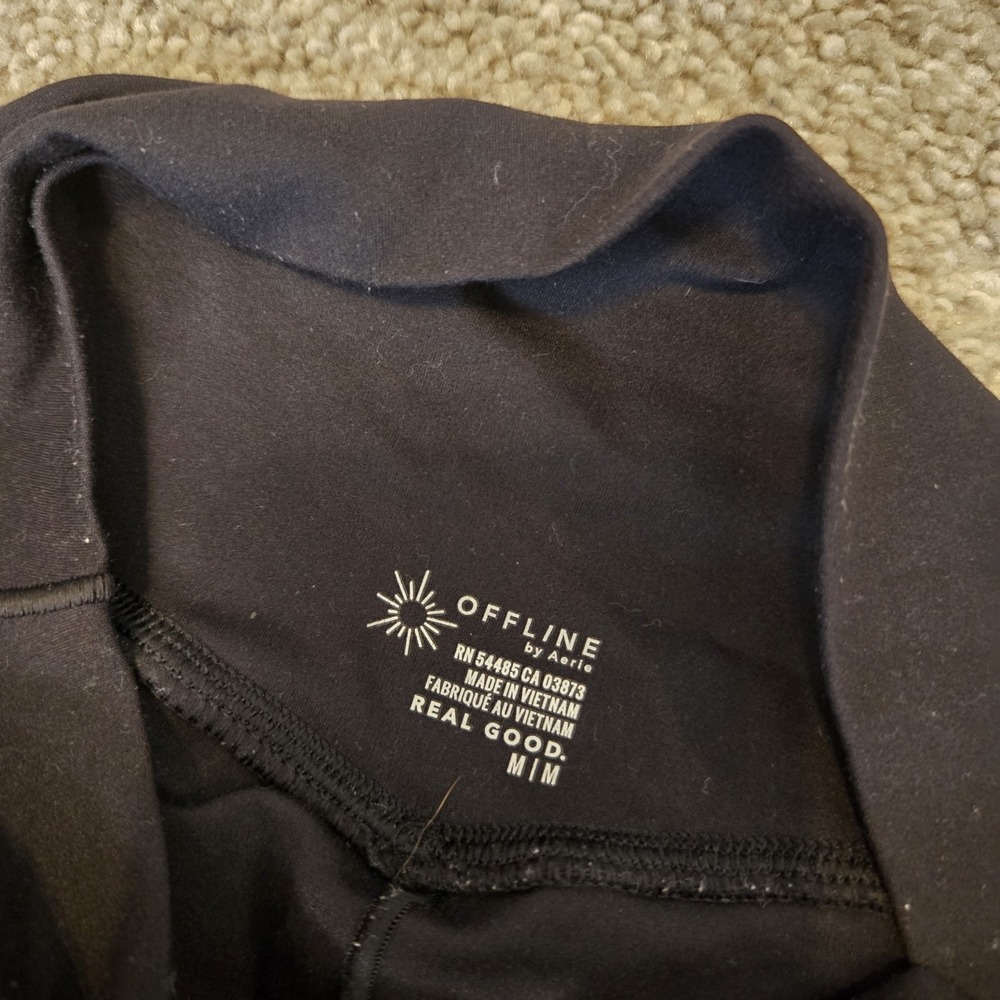 Aerie Culotte Black Flirty Shorts Skirt Flowy V Front Sz M Medium Offline - Picture 4 of 9